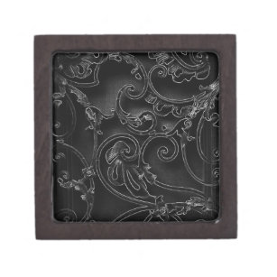Boîte À Souvenirs Motif baroque gothique noir de remous
