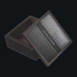 Boîte À Souvenirs Motif en cuir noir - Nom personnalisé<br><div class="desc">Motif en cuir noir avec nom/texte personnalisé. C'est une image de cuir et pas de réel. Disponible sur d'autres produits.</div>