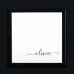 Boîte À Souvenirs Noir Blanc moderne Script Girl Monogramme Nom<br><div class="desc">Noir et blanc Simple script Monogramme Nom Bijoux Garde boîte. Cela fait le cadeau parfait de remise de diplômes,  anniversaire,  mariage,  douche nuptiale,  anniversaire,  baby shower ou bachelorette pour quelqu'un qui aime le luxe glam et les styles chic.</div>