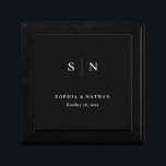 Boîte À Souvenirs Noir minimal et chic | Monogramme Mariage<br><div class="desc">Cette élégante boîte cadeau de douche mariage moderne ou nuptiale dispose d'un design en texte noir simple qui respire le style minimaliste. Ajoutez vos initiales ou votre monogramme pour en faire votre propre.</div>