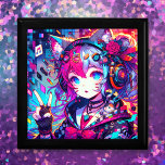 Boîte À Souvenirs Oeuvre colorée Glitchcore Anime Girl<br><div class="desc">Anime glitchcore fille donnant un signe de paix avec des écouteurs,  des notes musicales et des oreilles de renard coloré violet,  rose,  bleu et noir l'art de l'ai.</div>