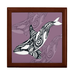 Boîte À Souvenirs Orca Killer Whale mauve Purple Tlingit Tribal Encr