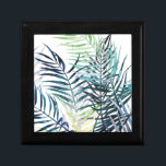 Boîte À Souvenirs Palmiers Twilight - Feuilles tropicaux<br><div class="desc">"Twilight Palms I" de Grace Popp. Il présente une végétation tropicale dans un style aquarelle.</div>