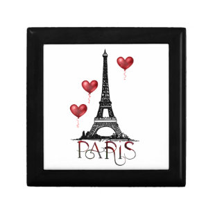 Boîte À Souvenirs Paris, Tour Eiffel et Ballons du Coeur Rouge