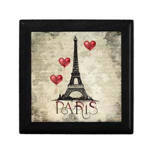 Boîte À Souvenirs Paris, Tour Eiffel et Ballons du Coeur Rouge Scrip
