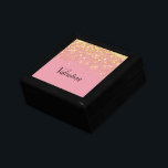Boîte À Souvenirs Parties scintillant en or rose pâle Monogramme Nom<br><div class="desc">Arrière - plan rose féminine avec parties scintillant dorée. Texte de script tendance noir.</div>