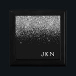 Boîte À Souvenirs Parties scintillant noire argent Monogramme Nom de<br><div class="desc">Parties scintillant à étincelle noire et argent Monogramme Nom Boîte à étincelle à bijoux. Cela fait le cadeau parfait de remise de diplômes,  anniversaire,  mariage,  douche nuptiale,  anniversaire,  baby shower ou bachelorette pour quelqu'un qui aime le luxe glam et les styles chic.</div>