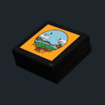Boîte À Souvenirs Paysage d'automne<br><div class="desc">Illustration colorée d'un paysage d'automne agréable avec des nuages doux flottant sur un ciel bleu avec une petite colline couverte d'herbe verte et des feuilles multicolores tombant des arbres.</div>