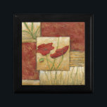 Boîte À Souvenirs Peinture florale avec traits de pinceau visibles<br><div class="desc">Les touches de brosse sont visibles dans ce tableau floral de Chariklia Zarris. Deux fleurs rouges sont au milieu de la pièce avec de l'herbe sur le fond et quelques feuilles flottent sur le dessus. Une scène fantaisiste qui ferait un grand cadeau!</div>