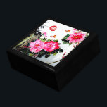 Boîte À Souvenirs Peonies&Papillons/Double Bonheur Mariage Cadeau<br><div class="desc">Un cadeau idéal pour les mariages/anniversaires. Le tampon en rouge peut être supprimé si vous le souhaitez. Cette peinture chinoise originale à la brosse présente deux papillons frôlant dans les fleurs de pivoines en fleurs. Et le tampon en rouge signifie "Double Bonheur", un symbole que l'on peut voir dans chaque...</div>