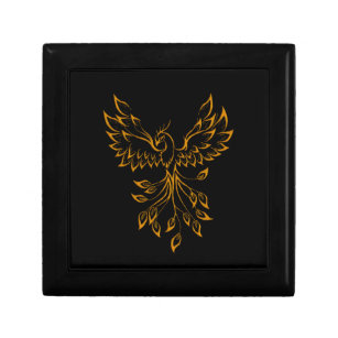 Boîte À Souvenirs Phoenix en or de cuivre se lève sur noir