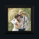 Boîte À Souvenirs Photo monogramme du cadre cardiaque<br><div class="desc">Un design photo élégant et simple et personnalisé parfait pour la journée de la mère,  comme un cadeau d'mariage ou d'anniversaire,  un cadeau de remise de diplômes,  etc.</div>
