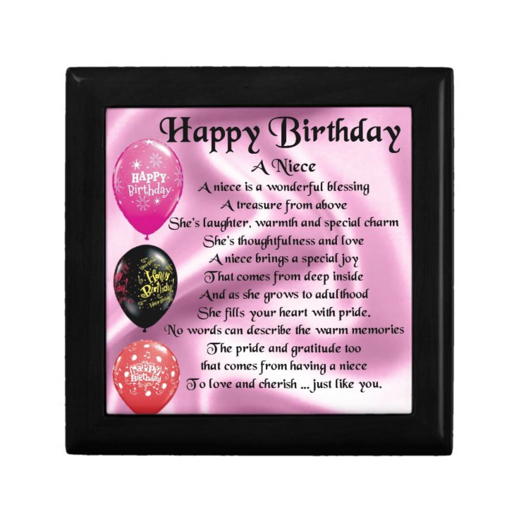 Boite A Souvenirs Poeme De Niece Joyeux Anniversaire Zazzle Fr