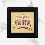 Boîte À Souvenirs Poster vintage Tan and Red I Love Paris<br><div class="desc">Adorable petite boîte de garde/bijoux ornée d'une affiche vintage I Love Paris. Un délicieux cadeau !</div>