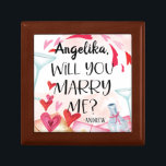 Boîte À Souvenirs Proposition de marriage | You Marry Me ? Custom<br><div class="desc">Pop the question in a unique and intimate way with our beautiful personalized proposal design Objets de design a beautiful hearts, chambottle and glass with watercolor splash and personalized names. Want this design on a product différent ? Click on "VIEW ALL PRODUCTS" on the upper left of this description and...</div>