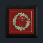 Boîte À Souvenirs Proposition Red Merry Christmas Wreath Gold Rose<br><div class="desc">"Proposition Boîte cadeau Red Merry Christmas Wreath Rose Gold Script, Me marie-tu?" Proposez avec style et d'une façon qu'elle peut chérir pour toujours! Une élégante couronne de Noël aquarelle peinte à la main avec des cônes de pins, des feuilles saints et des baies de feuillage recouverts de forêt a été...</div>
