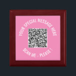 Boîte À Souvenirs QR Code Ajouter un message spécial Cadeau surprise<br><div class="desc">Choisissez Couleurs et Police - Votre code QR spécial Info et texte personnalisé Cadeau moderne personnalisé - Ajouter votre code QR - Image ou logo - photo / Texte - Nom ou autre information / message - Redimensionner et déplacer ou ajouter des éléments - Image / Texte avec outil de...</div>