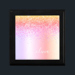 Boîte À Souvenirs Rainbow Pastel Girly Parties scintillant Metal Nom<br><div class="desc">Arc-en-ciel Pastel Faux Foil Parties scintillant étincelante métallique broyée Monogramme Nom Bijoux Boîte à saké. Cela fait le cadeau parfait de remise de diplômes,  anniversaire,  mariage,  douche nuptiale,  anniversaire,  baby shower ou bachelorette pour quelqu'un qui aime le luxe glam et les styles chic.</div>