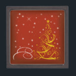 Boîte À Souvenirs Red Christmas scene<br><div class="desc">Beautiful red Christmas tree scene off by snowflakes. L'hiver parfait est toxique.</div>