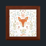 Boîte À Souvenirs Renard des bois<br><div class="desc">Renard boisé aux feuilles verts. Artiste : June Erica Vess. ID d'image : 105549D.</div>