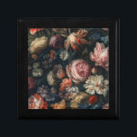 Boîte À Souvenirs Romantique Elégante Baroque Fleurs Peinture à l'hu<br><div class="desc">Romantic Dark Elegant Baroque Flowers Painting boîte cadeau pour bijoux ou petits cadeaux.</div>