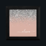 Boîte À Souvenirs Rose or rose rose pâle Parties scintillant argent<br><div class="desc">Rose Gold - Blush Pink and Silver Sparkle Parties scintillant Script Monogramme Nom Bijoux Garde-robe. Cela fait le cadeau parfait de remise de diplômes,  anniversaire,  mariage,  douche nuptiale,  anniversaire,  baby shower ou bachelorette pour quelqu'un qui aime le luxe glam et les styles chic.</div>