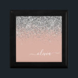 Boîte À Souvenirs Rose or rose rose pâle Parties scintillant argent<br><div class="desc">Rose Gold - Blush Pink and Silver Sparkle Parties scintillant Script Monogramme Nom Bijoux Garde-robe. Cela fait le cadeau parfait de remise de diplômes,  anniversaire,  mariage,  douche nuptiale,  anniversaire,  baby shower ou bachelorette pour quelqu'un qui aime le luxe glam et les styles chic.</div>