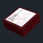 Boîte À Souvenirs Scrolls et Tour Eiffel - Rose<br><div class="desc">Joli rouleaux et tourbillons roses et une ligne noire de la Tour Eiffel. Le cadeau parfait !</div>