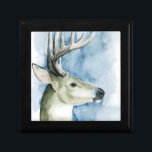 Boîte À Souvenirs Stag errant - Aquarelle<br><div class="desc">Stag de marche II par Grace Popp. Dispose d'un beau cerf aquarelle avec un arrière - plan bleu doux.</div>