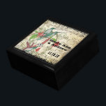 Boîte À Souvenirs Swirl des Inséparables Vintages de colibris<br><div class="desc">Mariage Black Lacquer Keepsaké concepteur personnalisé Bijoux personnalisées Boîte ou Boîte à mémoire Elégant unique Mariage Anniversaire Cadeaux de Noël ou Valentines Cadeaux de Jour</div>