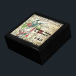 Boîte À Souvenirs Swirl des Inséparables Vintages de colibris<br><div class="desc">Mariage Black Lacquer Keepsaké concepteur personnalisé Bijoux personnalisées Boîte ou Boîte à mémoire Elégant unique Mariage Anniversaire Cadeaux de Noël ou Valentines Cadeaux de Jour</div>