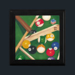 Boîte À Souvenirs Table de billard Lifelike avec boules et craie<br><div class="desc">Faites-les monter avec ce tableau spectaculaire d'une table de billard de Jennifer Goldberger. Les boules ont l'air neuves, le feutre a l'air immaculé, et la craie a déjà été appliquée aux bâtons de repère. Accrochez-le à la maison ou offrez-le à un ami ou à un proche qui aime jouer au...</div>
