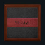 Boîte À Souvenirs Texture en cuir Vintage rouge et noir<br><div class="desc">Image élégante de la texture en cuir vintage rouge et noir avec effet points. monogramme personnalisable en noir.</div>