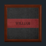 Boîte À Souvenirs Texture en cuir Vintage rouge et noir<br><div class="desc">Image élégante de la texture en cuir vintage rouge et noir avec effet points. monogramme personnalisable en noir.</div>