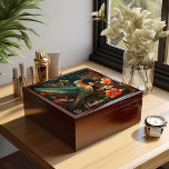 Boîte À Souvenirs Un Colibri Et Des Fleurs sauvages Personnalisés<br><div class="desc">Une belle peinture d'un colibri dans un jardin rempli de fleurs sauvages colorés,  boîte cadeau bijoux personnalisée</div>