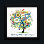 Boîte À Souvenirs Une vie en forme de dieu est un arbre florissant<br><div class="desc">Une vie en forme de Dieu est un arbre florissant - Proverbes 11:28 (Msg) Pour les chrétiens. Entièrement personnalisable,  taille d'image et couleur arrière - plan à votre choix.</div>