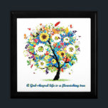 Boîte À Souvenirs Une vie en forme de dieu est un arbre florissant<br><div class="desc">Une vie en forme de Dieu est un arbre florissant - Proverbes 11:28 (Msg) Pour les chrétiens. Entièrement personnalisable,  taille d'image et couleur arrière - plan à votre choix.</div>