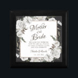 Boîte À Souvenirs Vintage mère de la mariée Cherish Personnalisée<br><div class="desc">Vintage Cerisâtre Blanc Floral & Rose Or Peint Roses et Fleurs. Un look classique et élégant Vintage, et beaucoup de gris, blanc ivoire, or Rose, rose Dusty, vert rose, feuilles et feuillage gris. Avec des éléments floraux peints à la main, des polices de script classiques Vintages et une Parties scintillant...</div>