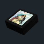 Boîte À Souvenirs Vintage Saint Valentin Amour et romance victoriens<br><div class="desc">Illustration vintage L'amour et l'amour victoriens Image de la Saint-Valentin montrant un couple amoureux se câlinant et se serrant dans ses bras assis sur une lune au croissant avec un visage heureux et souriant. Elle tient un bouquet de fleurs et il y a un coeur qui flotte dans le ciel....</div>