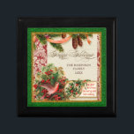 Boîte À Souvenirs Vintage Victorian Christmas Dove Holly Pine Boughs<br><div class="desc">PALETTE DE COULEUR : Le rouge de Noël classique, le vert et l'or donnent le ton à cette collection. COLLECTION DE DESIGN : Vintage Christmas Dove with Holly. Achetez-le en cadeau pour votre famille ou en cadeau de Noël pour vos amis, votre famille ou vos collègues ! Ou comme cadeau...</div>