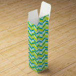 Boite à vin à motif zigzag turquoise aqua chevron<br><div class="desc">Boite à vin bleu turquoise vert vert au chevron moderne et lumineux. Conçu par Sarah Trett.</div>