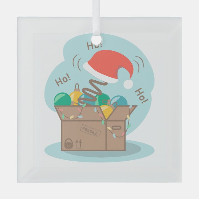 Boite artisanale avec décoration de Noël et chapea (Recto)