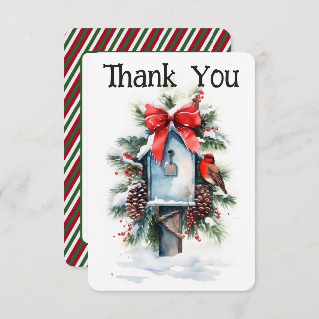 Boîte aux lettres de Noël Carte de remerciements d (Devant / Derrière)