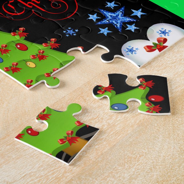 Boîte cadeau de Noël puzzle pour enfants noir (Côté)