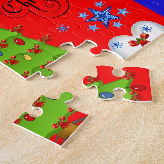 Boîte cadeau de Noël puzzle pour enfants rouge (Côté)