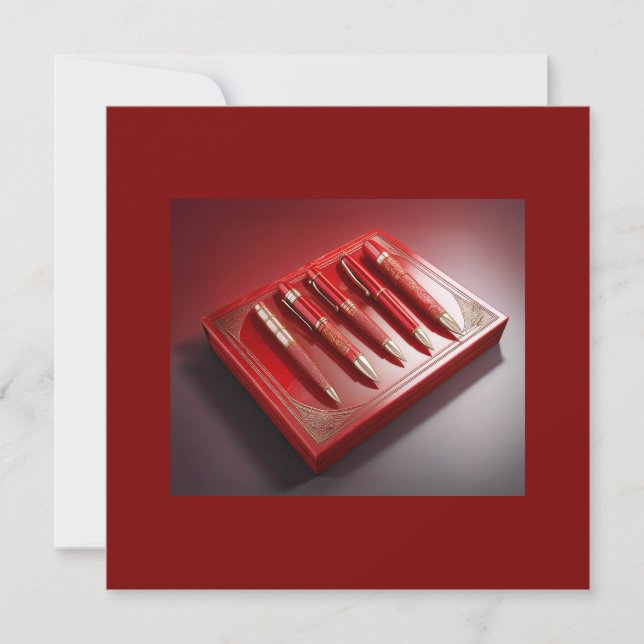 Boîte Cadeau Et Cinq Stylos À Ballpoint Uniques (Devant)