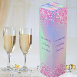 Boite Cadeau Pour Bouteille De Vin Anniversaire fête rose violet parties scintillant<br><div class="desc">Un arrière - plan girly tendance irisé avec des couleurs pastel unicorne et arc-en-ciel rose,  violet,  or rose,  vert menthe. Décoré de faux parties scintillant,  brille. Personnalisez et ajoutez un nom et un âge.</div>