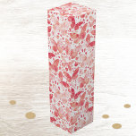 Boite Cadeau Pour Bouteille De Vin Aquarelle papillon Coral rose<br><div class="desc">Corail rose vif et blanc aquarelle peinture papillon. Art original de Nic Squirrell.</div>