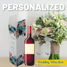 Boîte à vin de cadeau de mariage - Floral