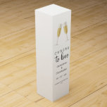 Boite Cadeau Pour Bouteille De Vin Bravo pour aimer Champagne Toast Mariage Modern<br><div class="desc">Ces boîtes-cadeaux Cheers to Love modernes et élégantes pour les mariages, anniversaires, fêtes de fiançailles, fêtes de bachelorette et autres événements spéciaux présentent deux verres de champagne pétillants dans un toast à l'amour pour un mariage ou un anniversaire de mariage. Personnalisez cet article avec vos noms, la date de votre...</div>